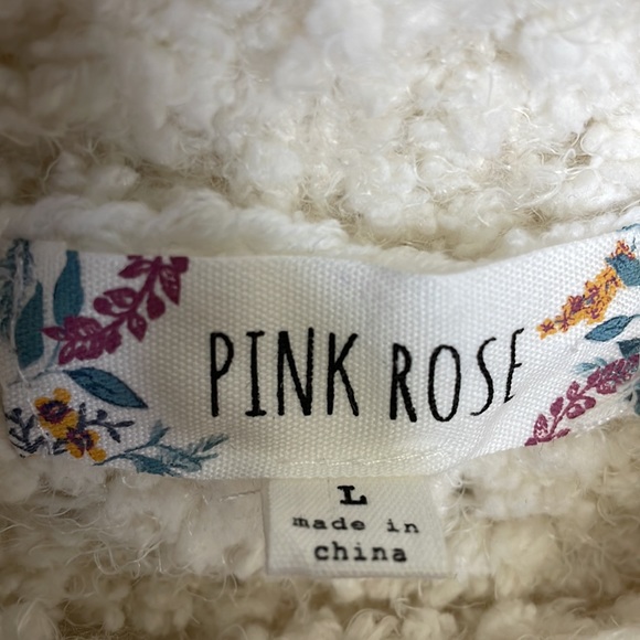 Pink Rose Ivory Soft Popcorn Cowl Neck Sweater - Picture 5 of 6
